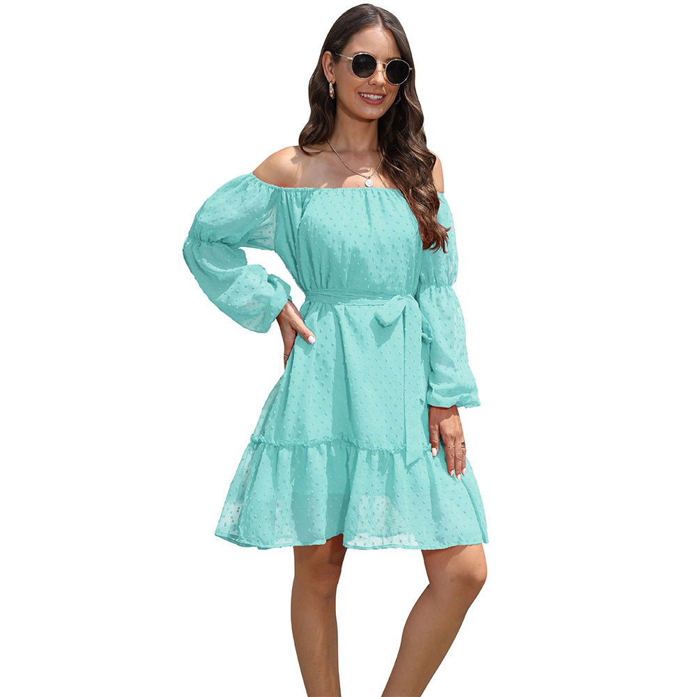 Casual Loose Fur Ball Chiffon Belt Dresses