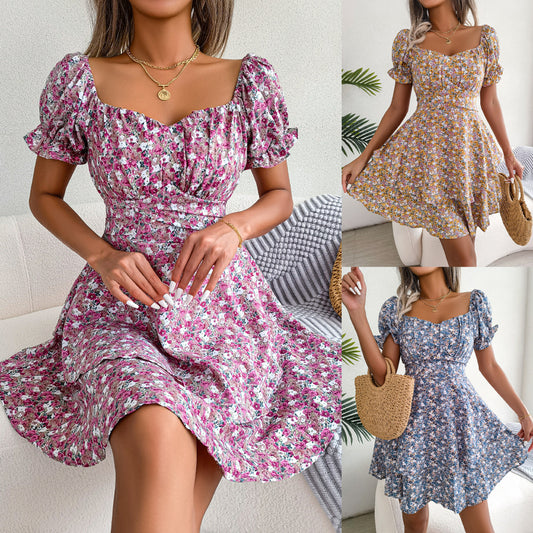 Charming Women's Elegant Floral Large Hem Dress