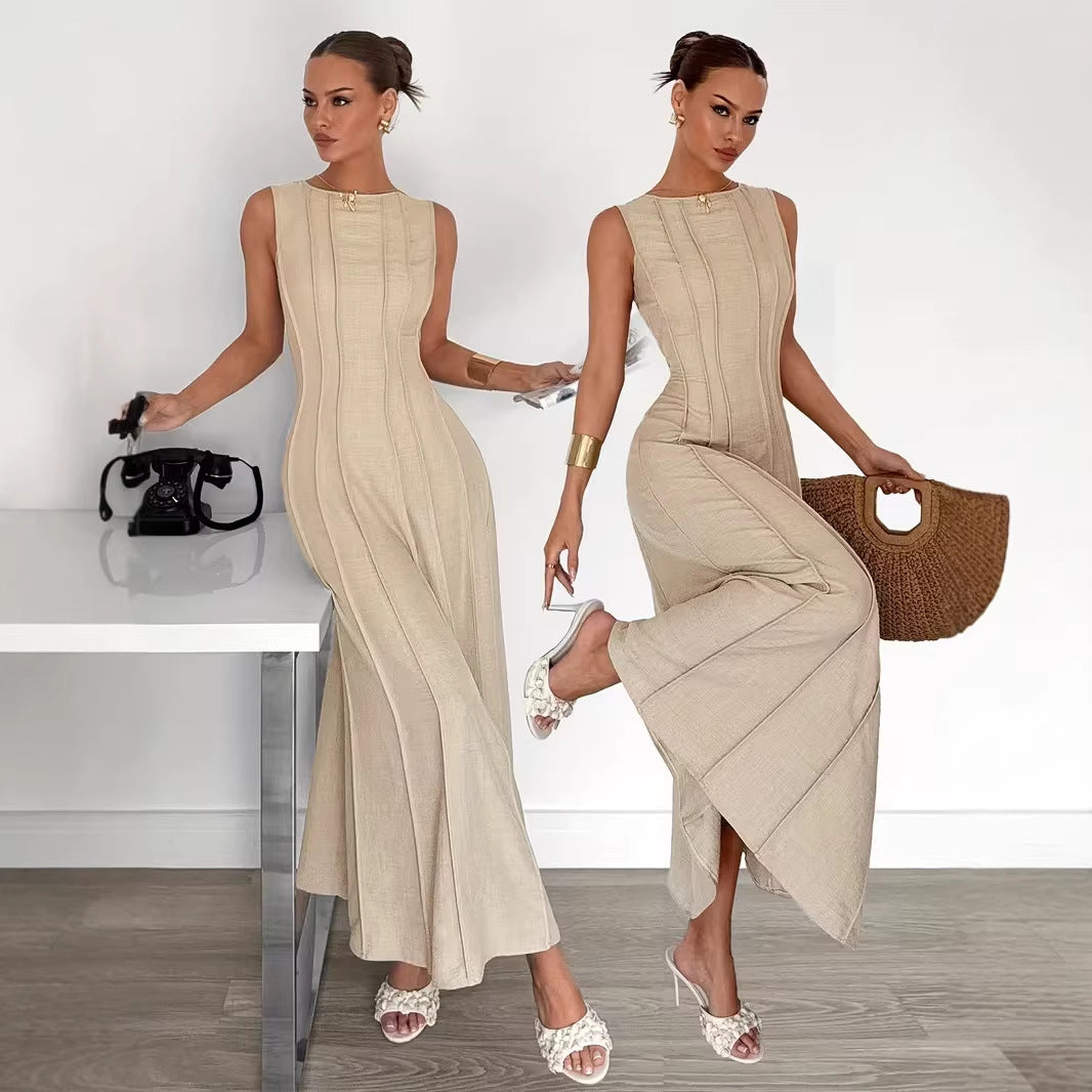 Women's Pleated Elegant Sleeveless Temperament Commute Dress