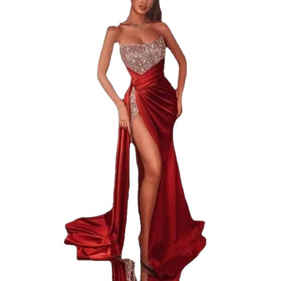 Women's Slit Long Dress Sexy Tube Large Dresses
