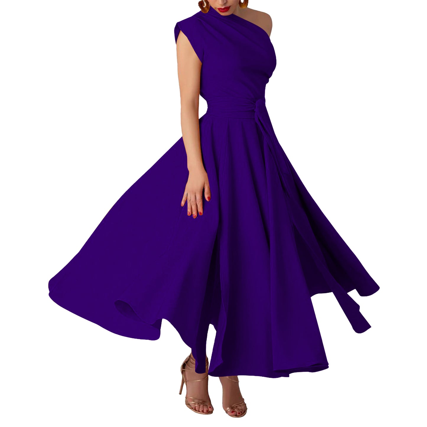 Women's Summer Fashion Wear Sleeveless Diagonal Collar Dresses