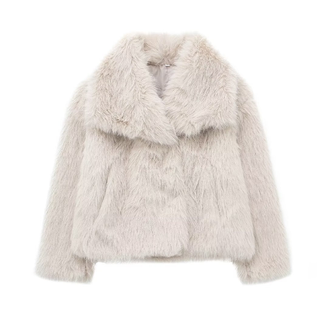 Women's Winter Street Fashion Artificial Fur Effect Coats