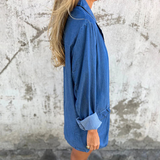 Women's Loose Pockets Solid Color Long Sleeves Coats
