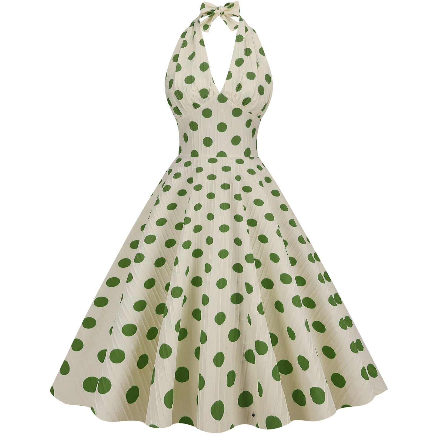 Women's High Waist Polka-dot Vacation Banquet Halter Backless Sexy Swing Dress