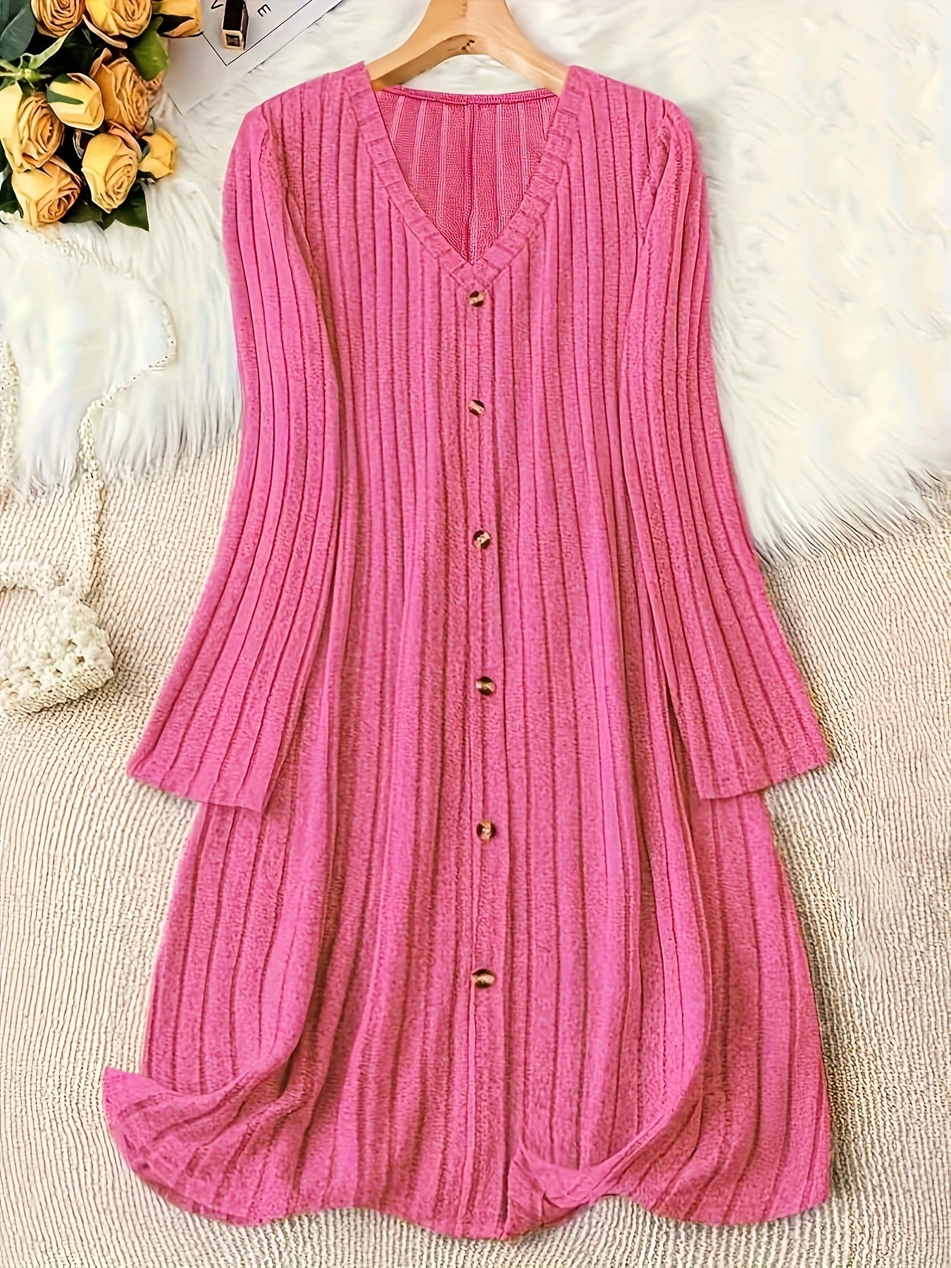 Elegant Inner Match Knitted Style Sunken Dress