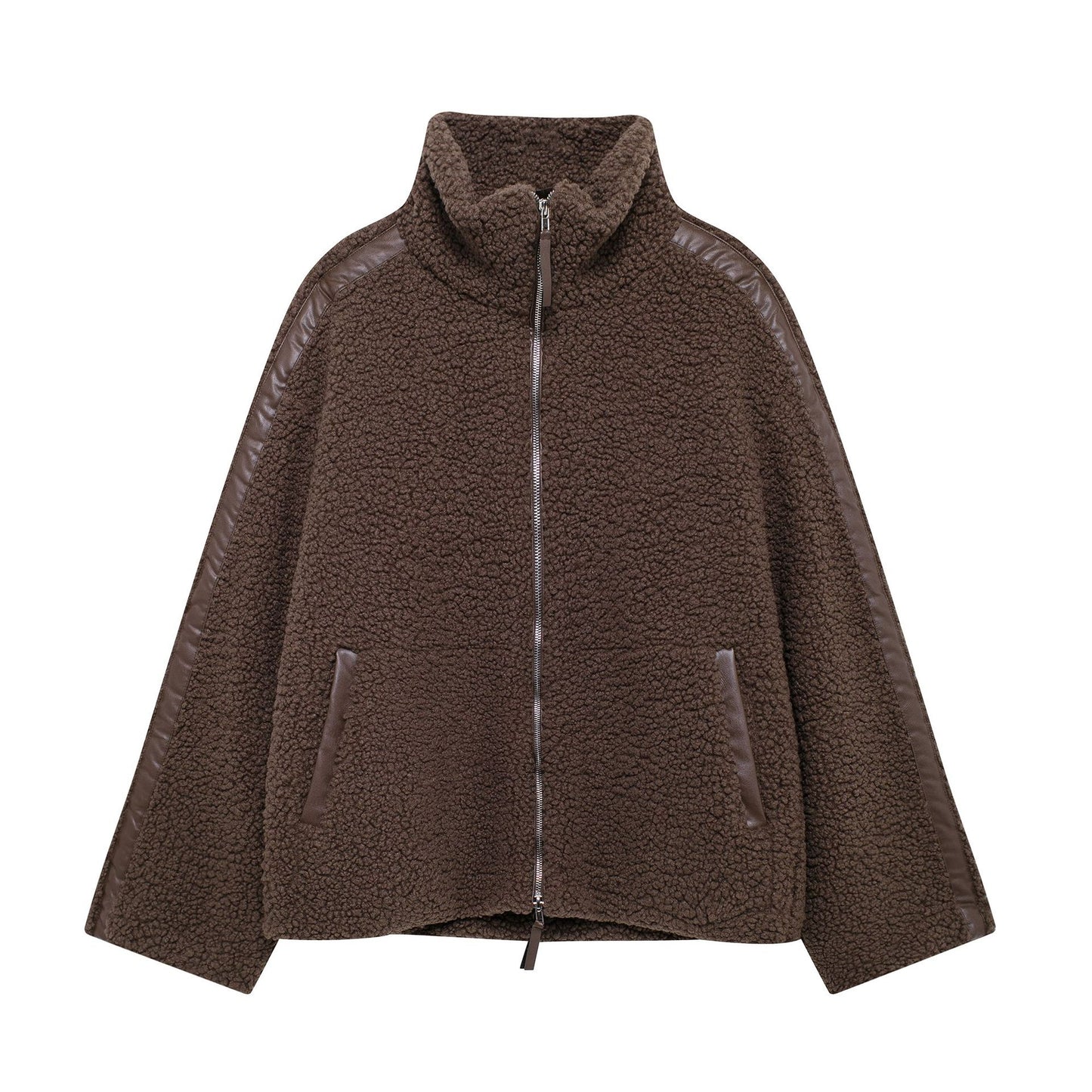 Women's Color Idle Style Lamb Wool Turtleneck Coats