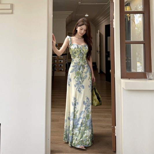 Women's Dress Flower Sweet Lotus Leaf Cinched Dresses