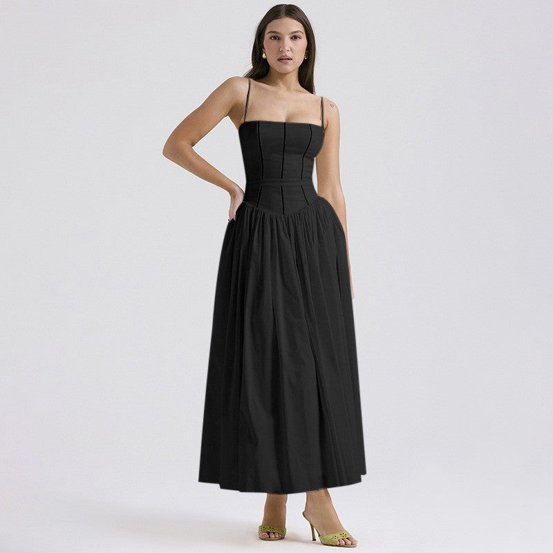 Elegant Gentle Slimming Floral Strap Dress Dresses