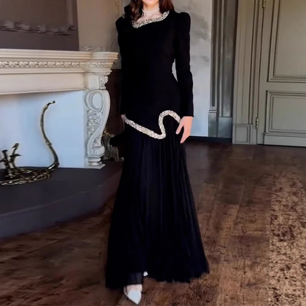 Women's Stylish Sexy Rhinestone Pleated Dress Dresses