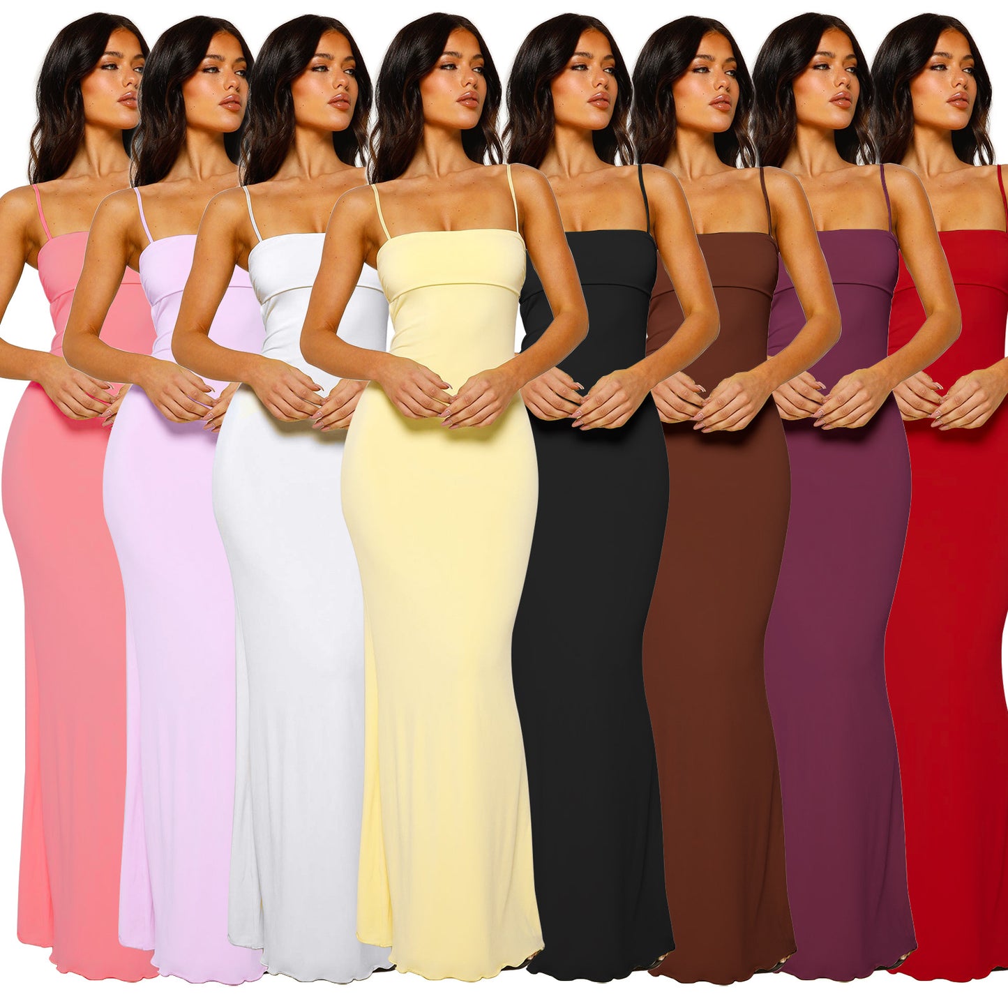 Women's Sexy Slim Fit Backless Strap Solid Color Dress