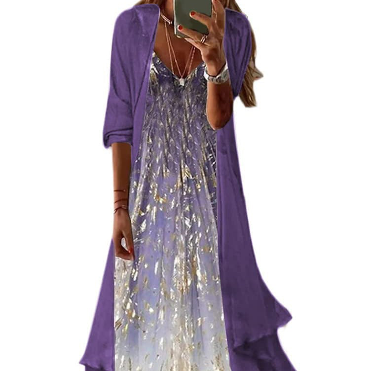Women's Summer Print Holiday Suspender Dress Outerwear Dresses