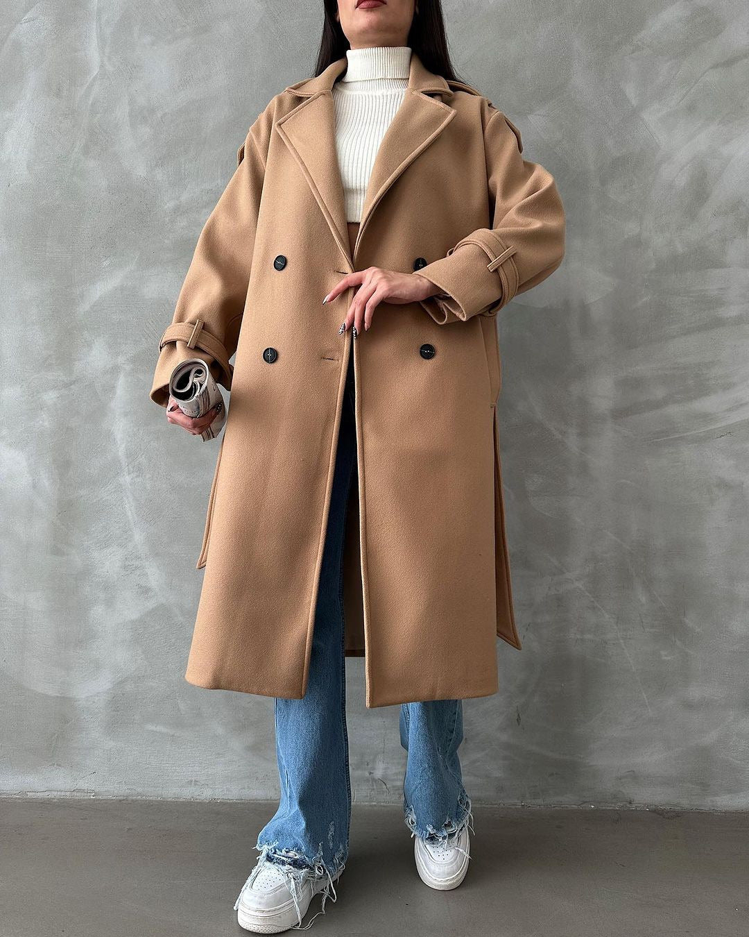 Women's Mid-length Commuter Woolen Versatile Loose Long Coats