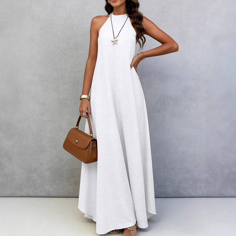 Women's Loose Large Sleeveless Solid Color Wide Hem Vacation Style Long Dress
