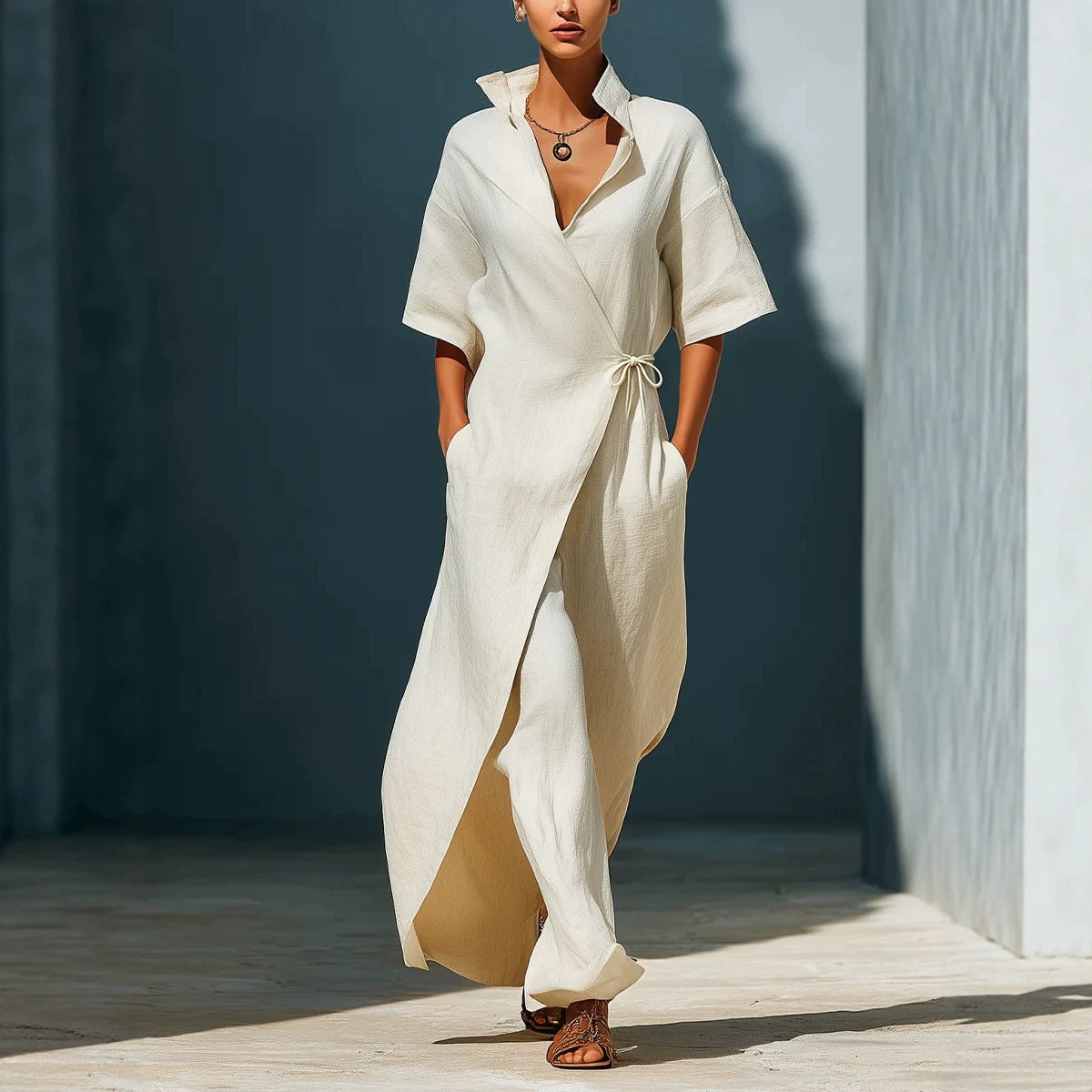 Summer Casual Sleeve Slimming Temperament Shirt Dress