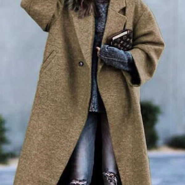 Women's Casual Long Pure Color Warm Keeping Coats