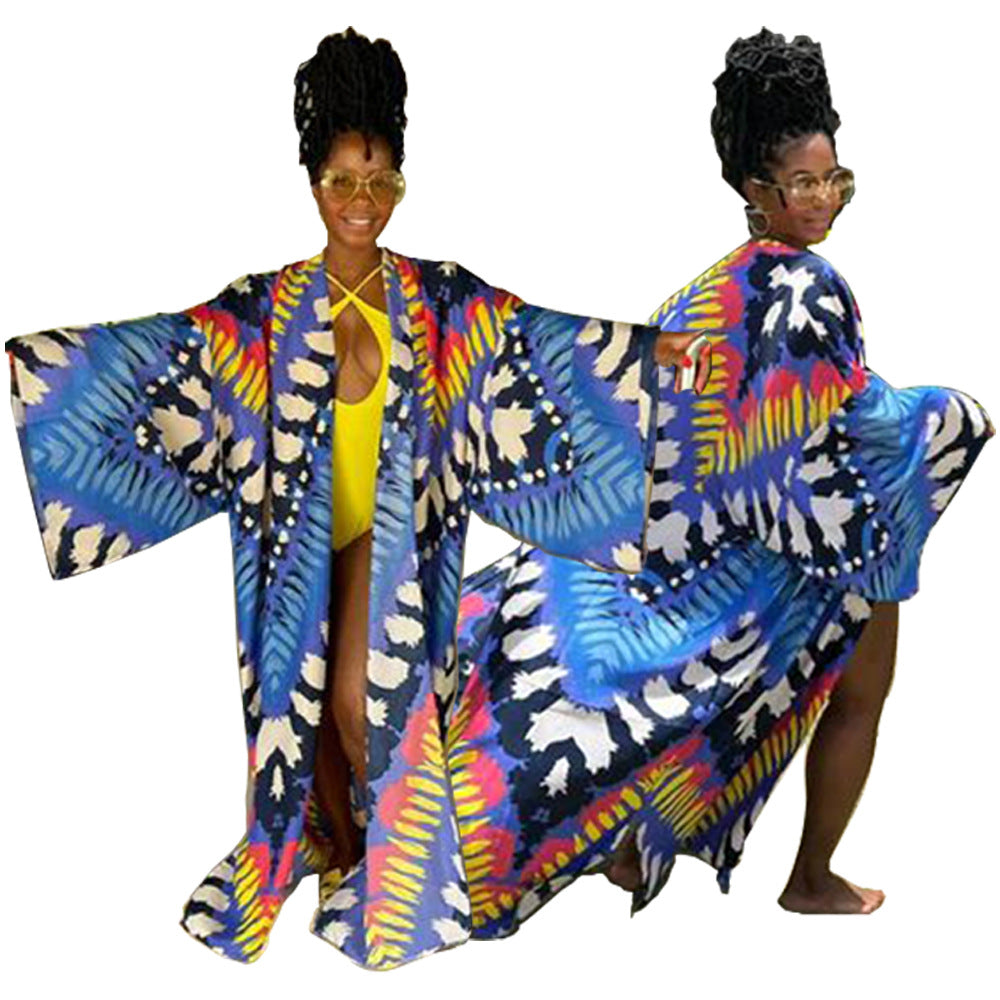Women's Autumn Print Loose Casual Kimono Long Clothing