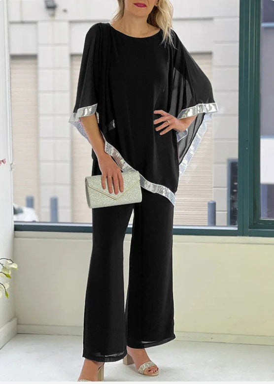 Women's Autumn Sequin Exquisite Round Neck Suits