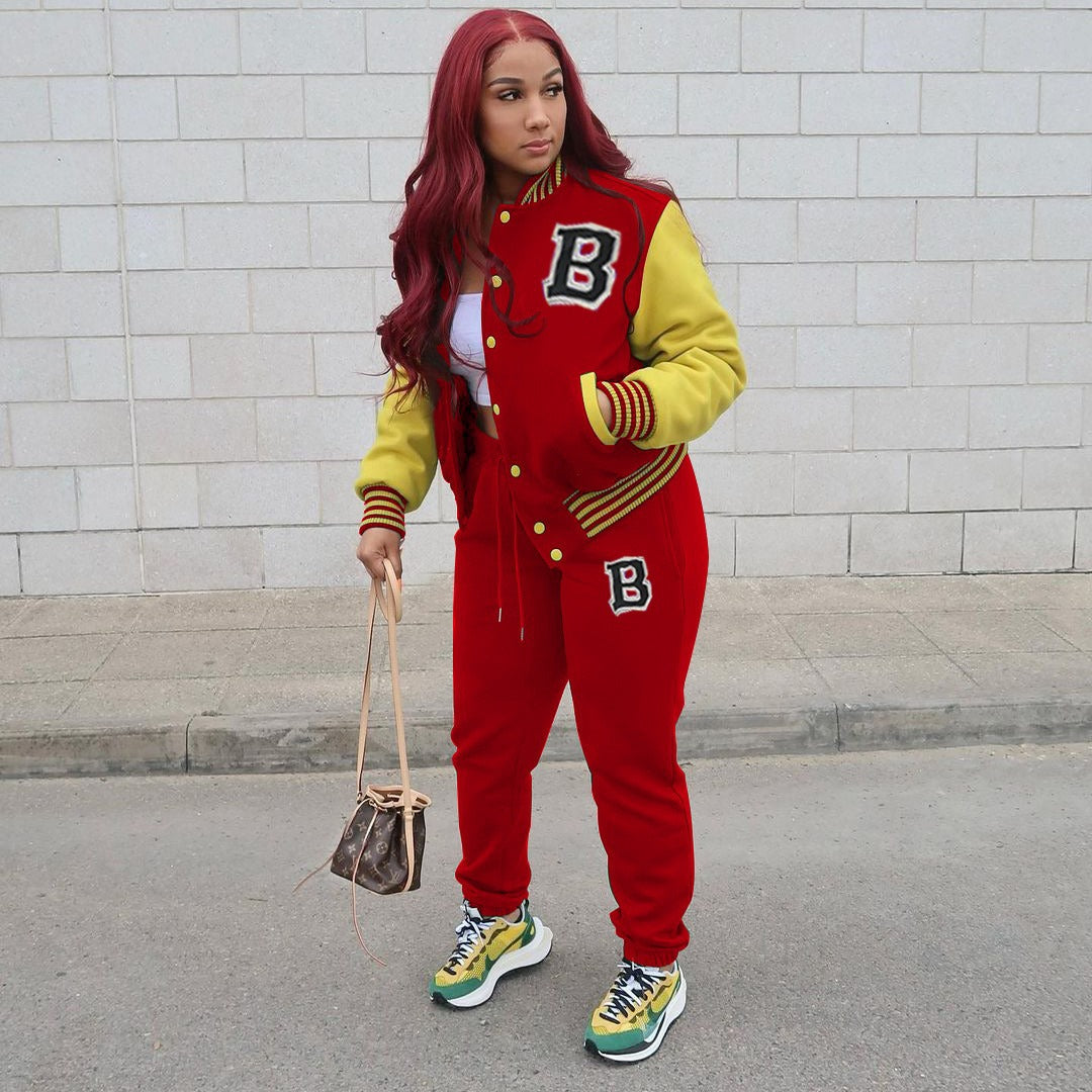 Charming Creative Baseball Set Letter Two-piece Suits