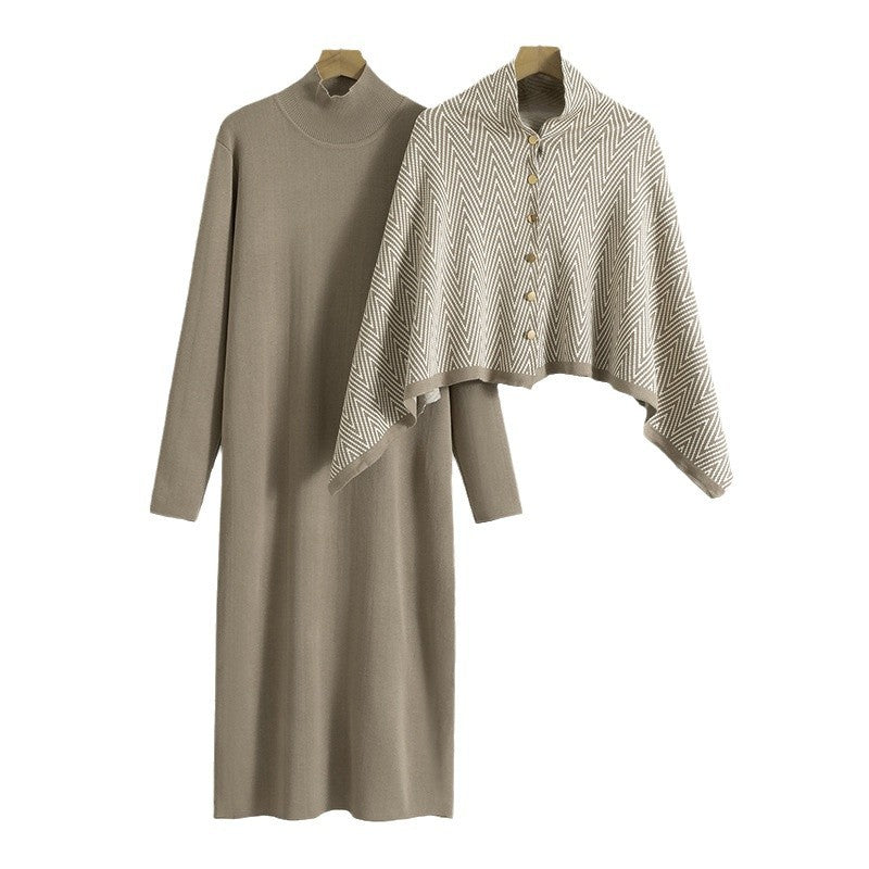 Women's Elegant Dress Knitted Slimming Inverness Long Suits
