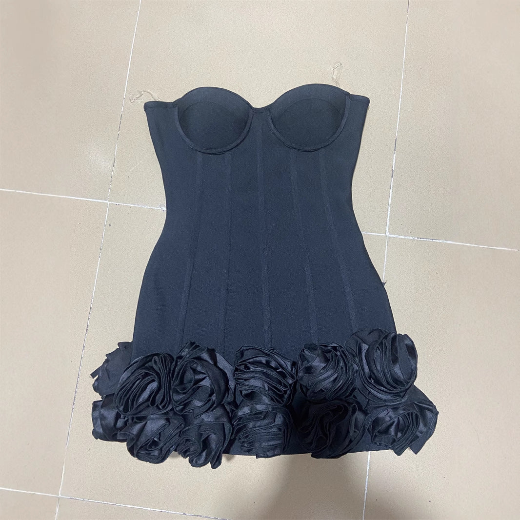 Sexy Strap Adjustable Tube Flower Dress Dresses