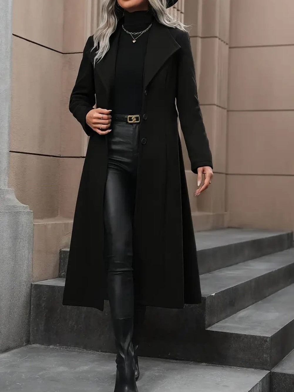 Autumn Lady Minimalist Basic Belt King-size Coats