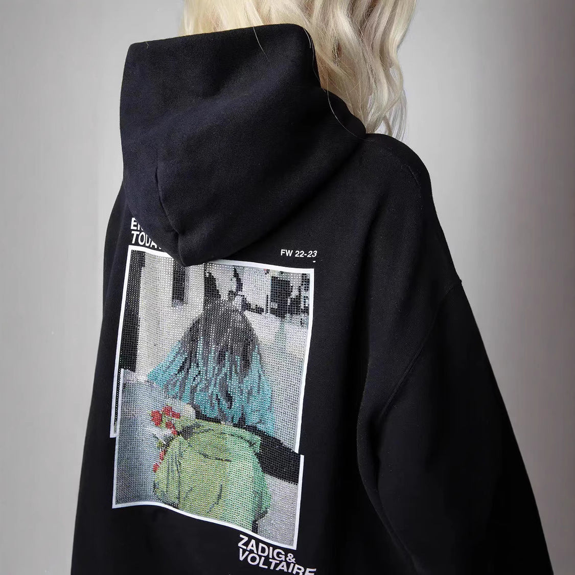 French Niche Chalk Digital Printing Rose Sweaters
