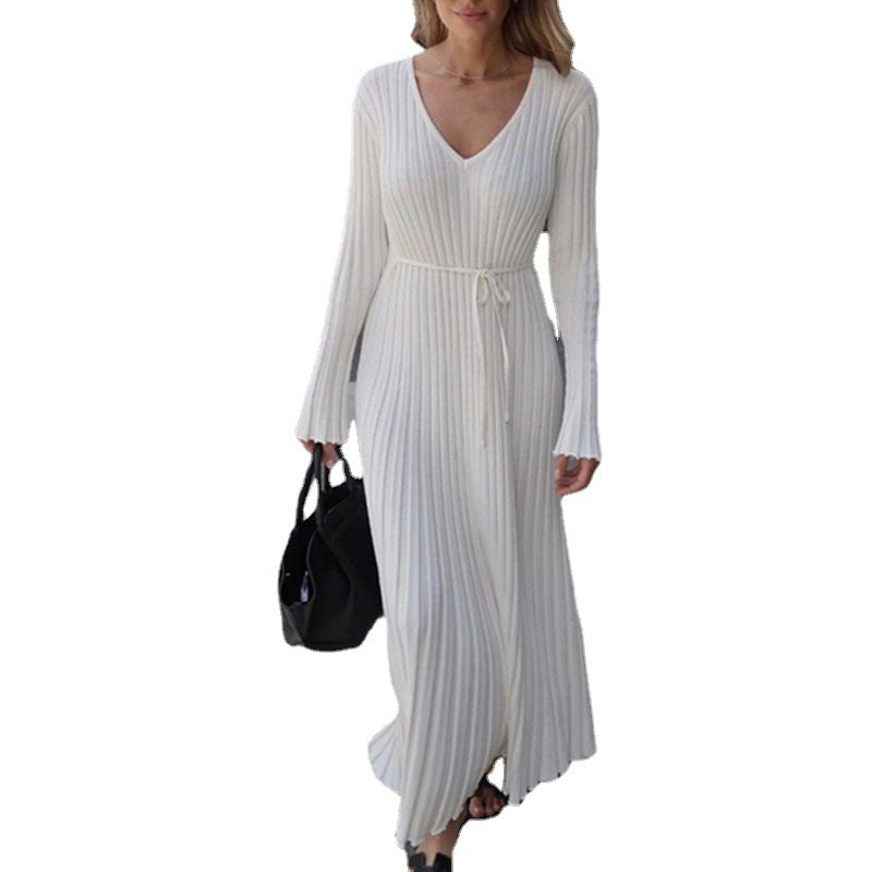 Women's Knitted Dress Casual Waist Tight Large Dresses