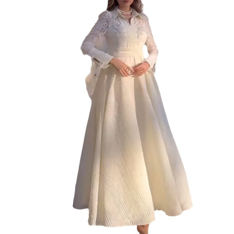 Yarn French Style Retro Long Sleeve Wedding Dresses
