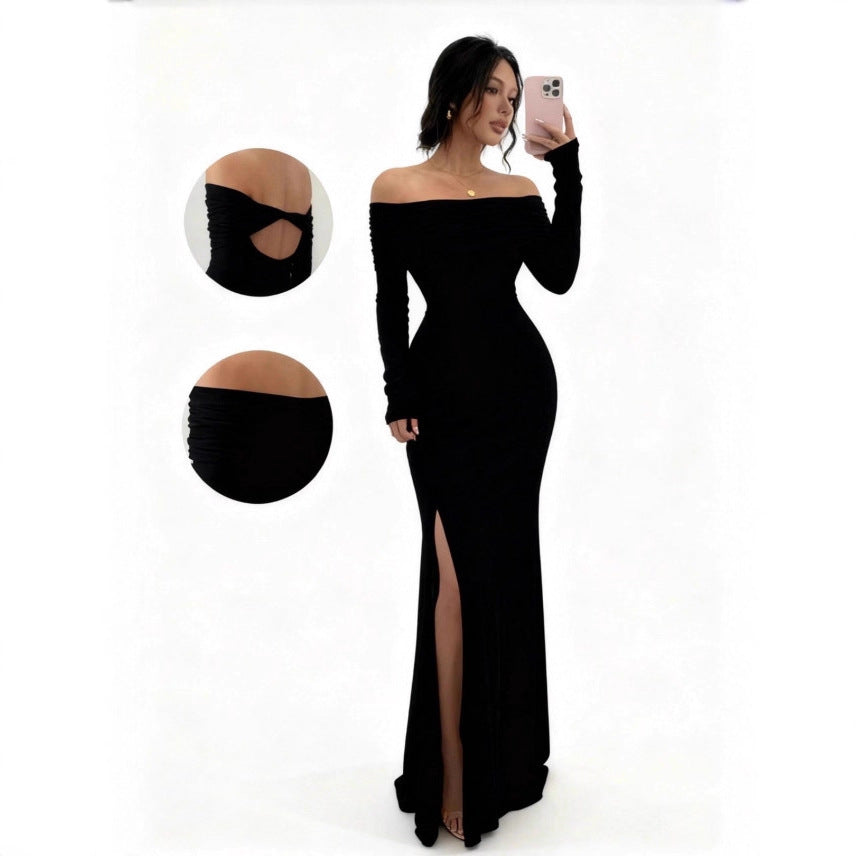 Autumn Long Sleeve Split Fashion Slim Dress