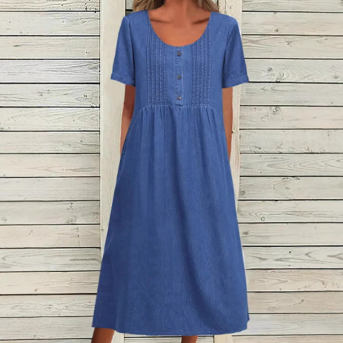 Women's Summer Fashion Mid-length Elegant Denim Sleeve Dress