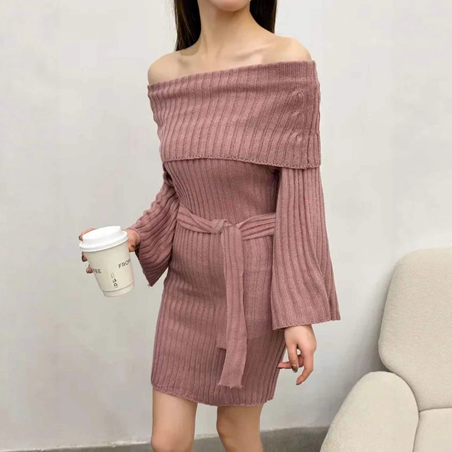 Women's French Knitted Gentle Sweet Long Sleeve Skirts