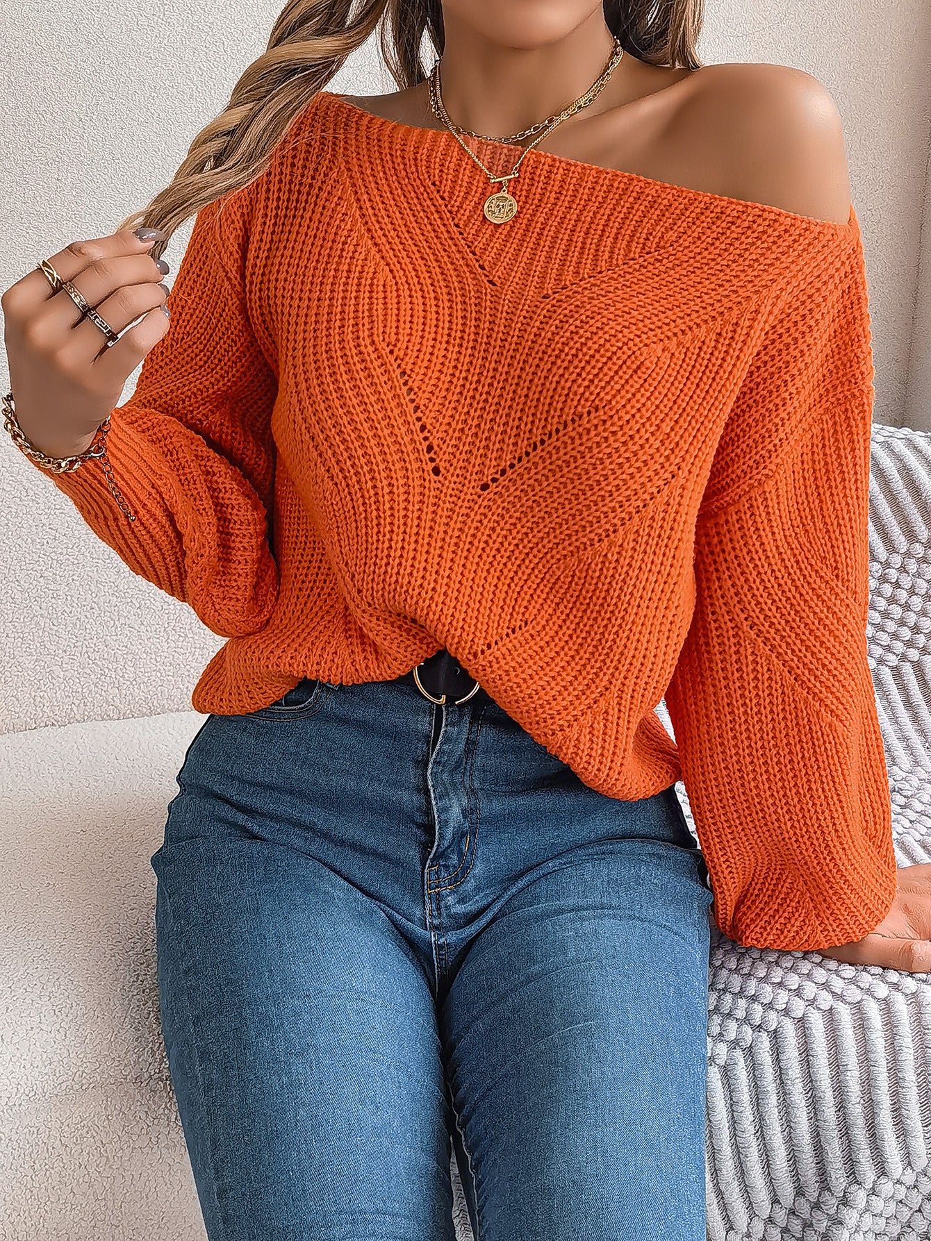 Attractive Glamorous Women's Casual Lantern Sleeve Sweater