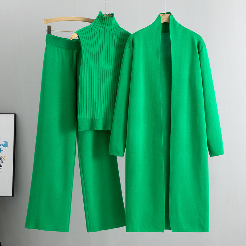 Lazy Temperament Knitting Sleeveless Three-piece Set Suits
