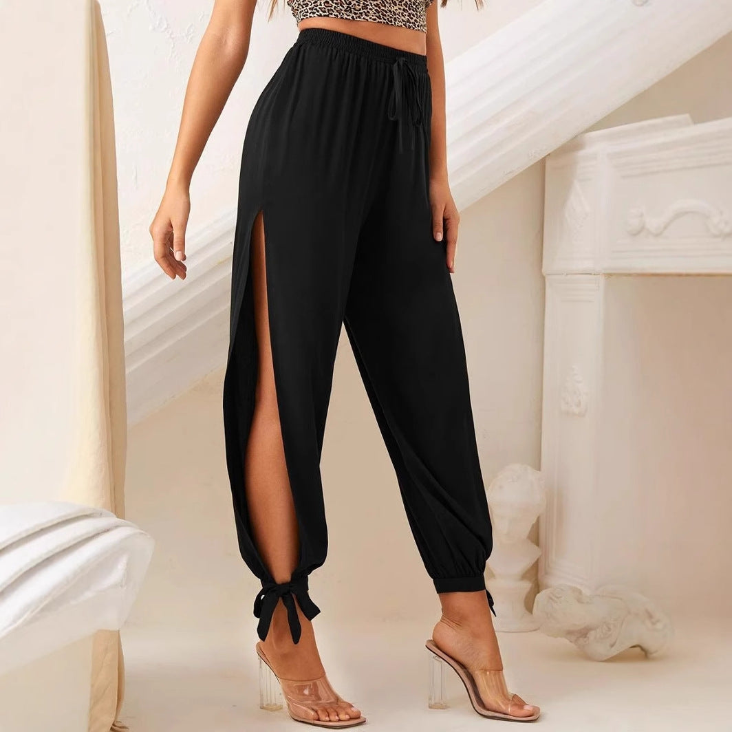 Women's Solid Color Casual Comfortable Split Ankle Pants