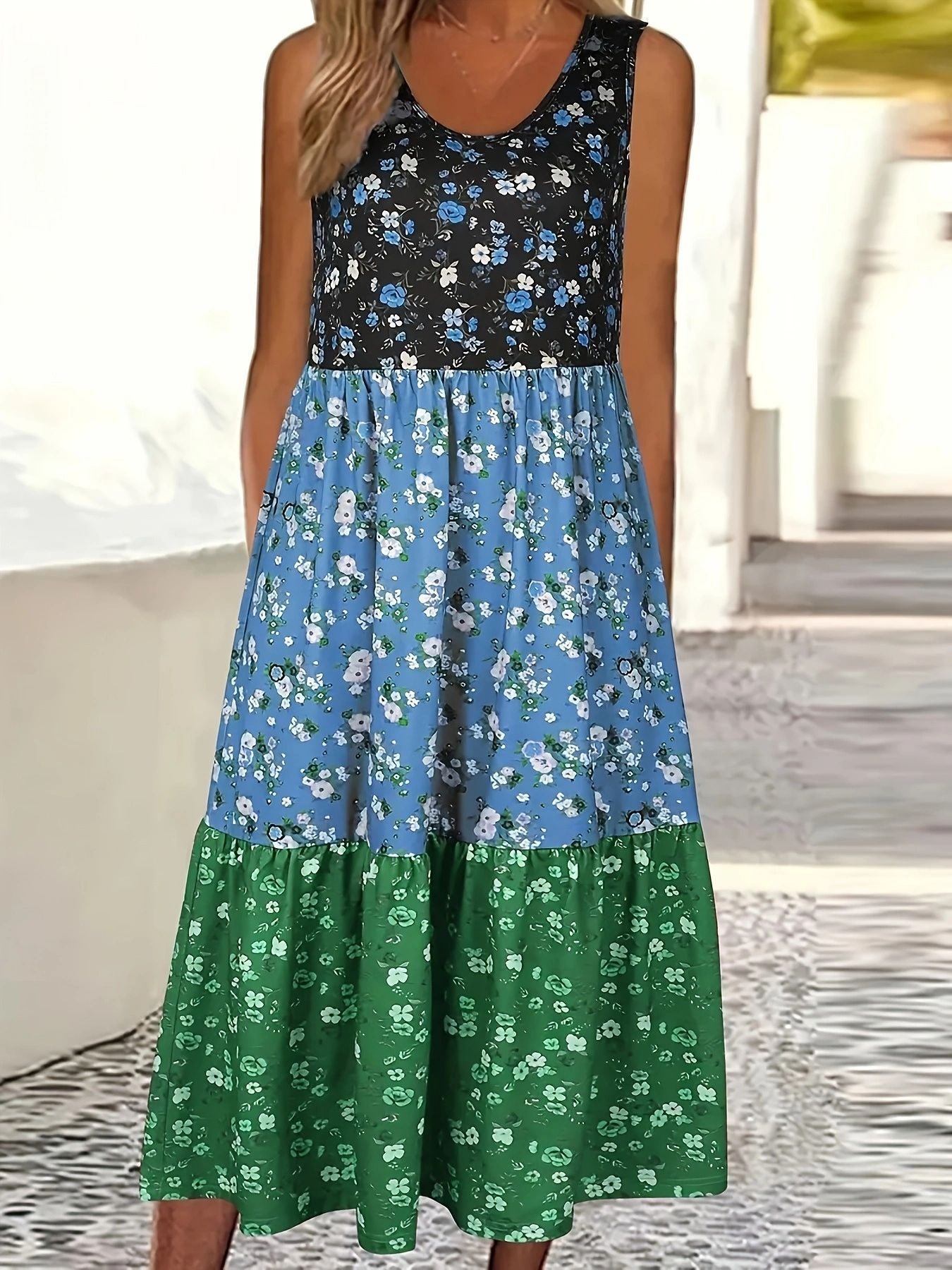 Women's Digital Printed Midi Loose Casual Dress