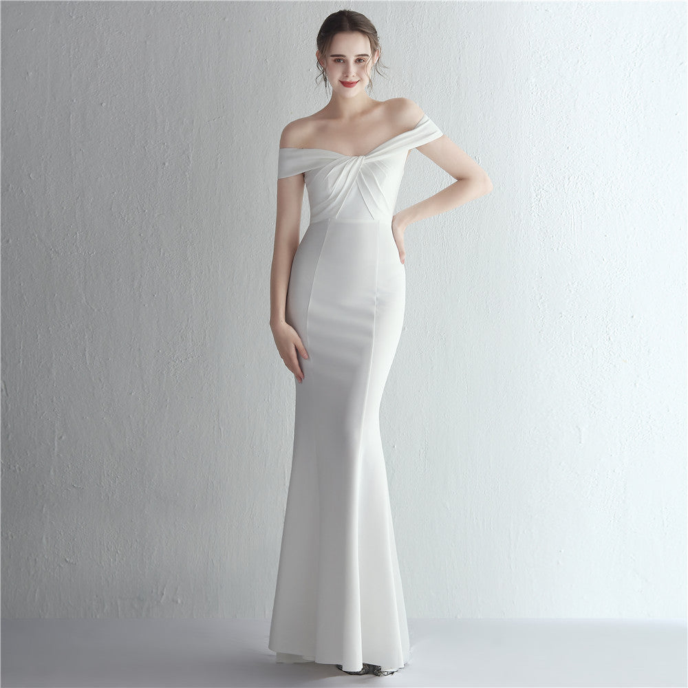 Satin Long Dinner Party Slimming Fishtail Car Evening Dresses