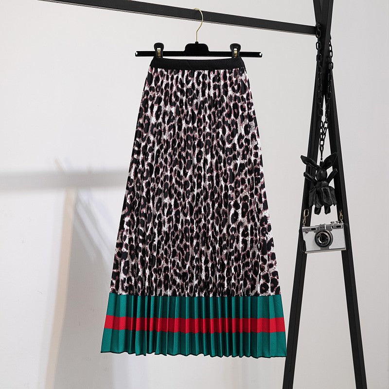Women's Fashion Half Printed Cartoon Pleated Skirts