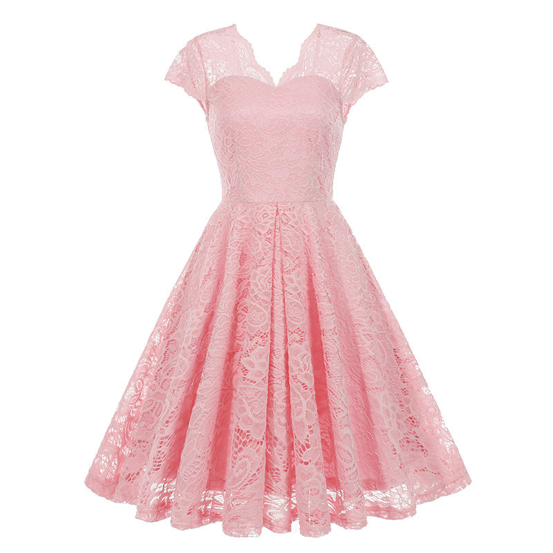 Women's Lace Sleeveless Dress Hepburn Vintage Dresses
