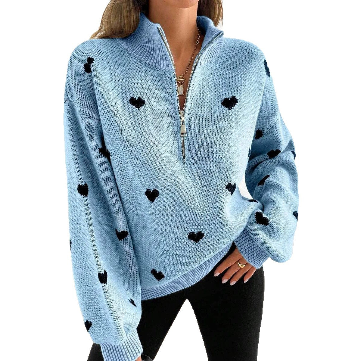 Women's Autumn Knitted Long Sleeve Love Pattern Sweaters