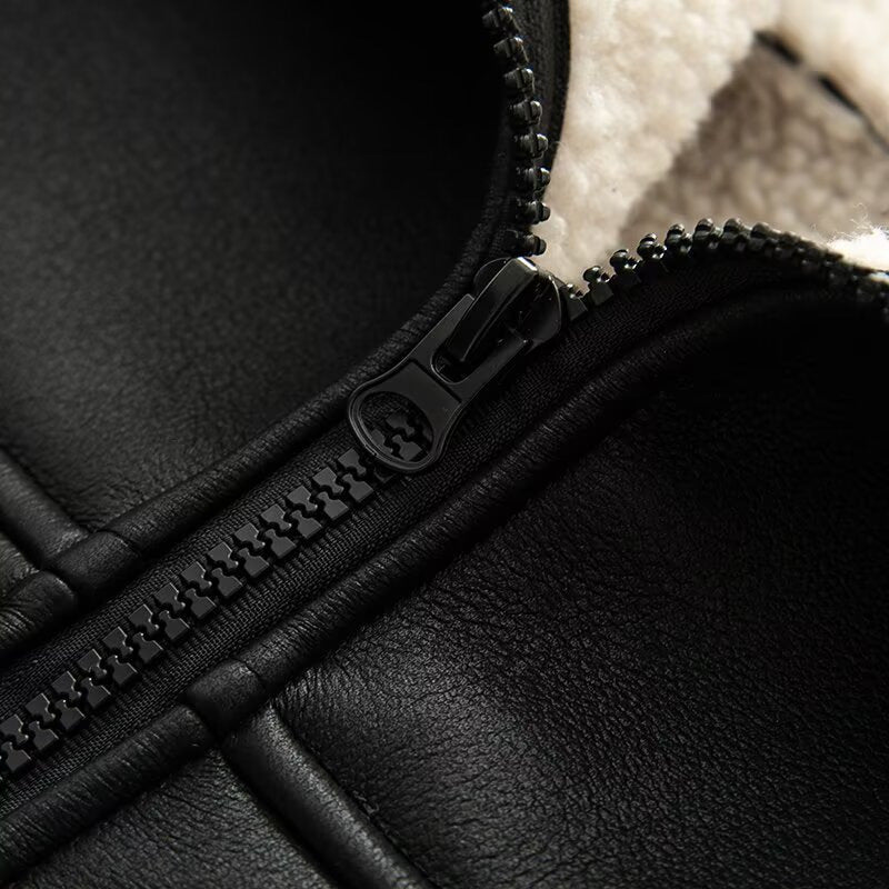 Women's Fashion Cashmere Leather Fur Collar Composite Coats