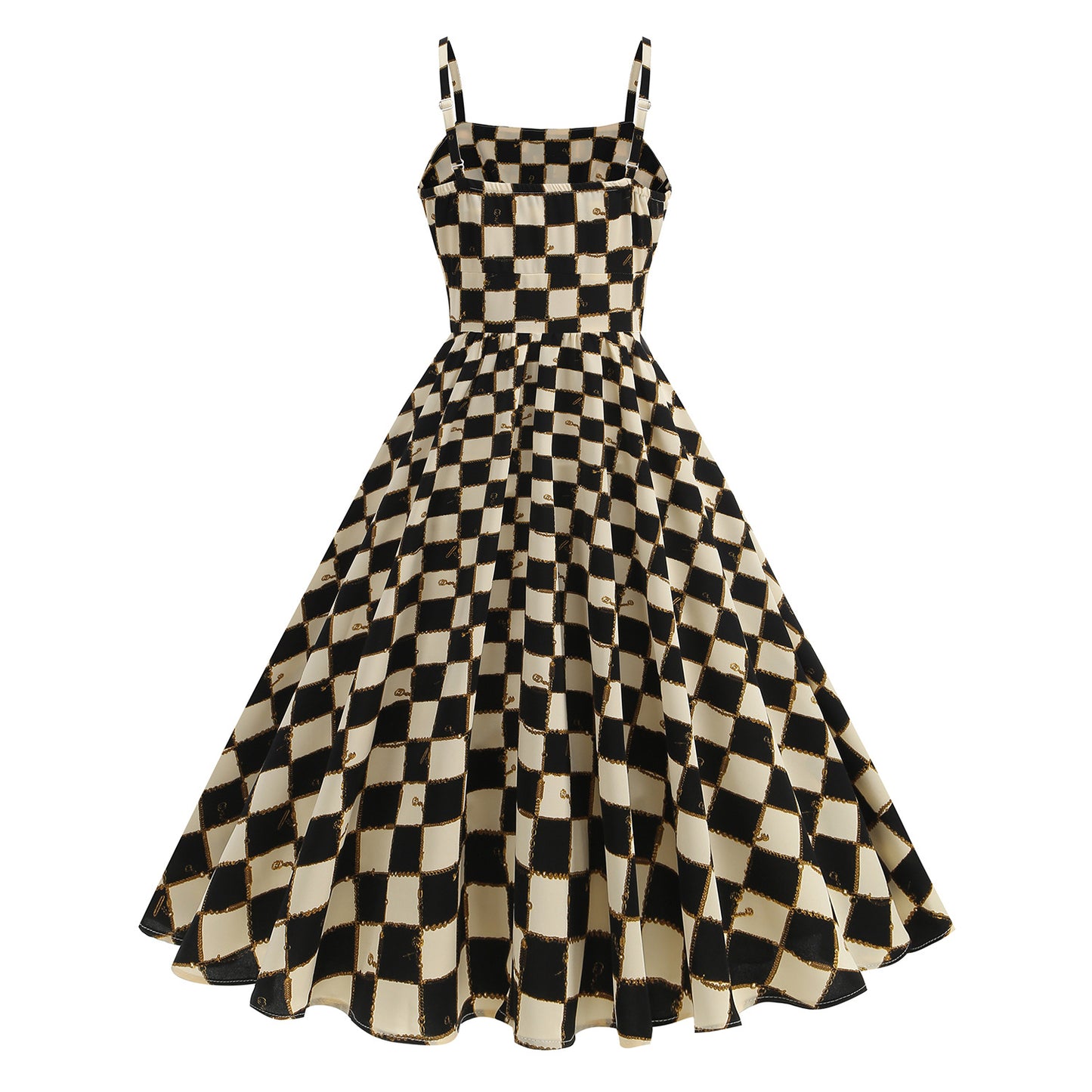 Women's Slim Fit British Lattice Strap High Waist Elegant Dress