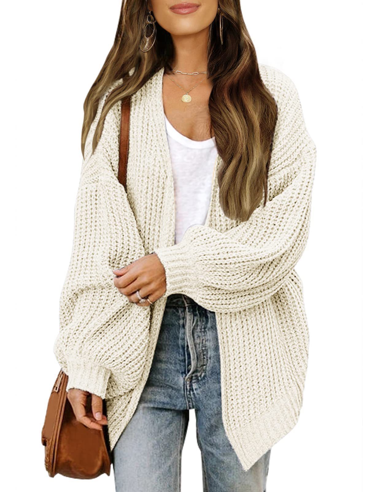 Women's Lantern Sleeve Coarse Yarn Pocket Knitted Women's Sweater