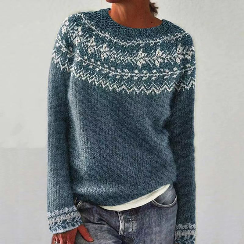 Women's Round Neck Multicolor Loose Fashion Pullover Sweater