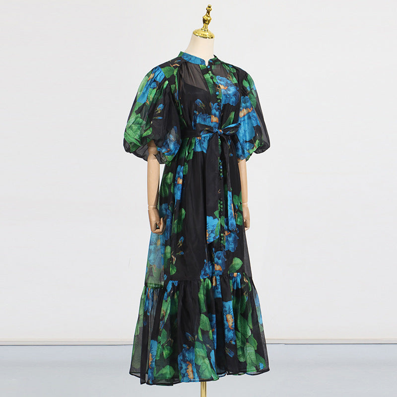 Women's Long Summer Fashion Puff Sleeve Vintage Dresses