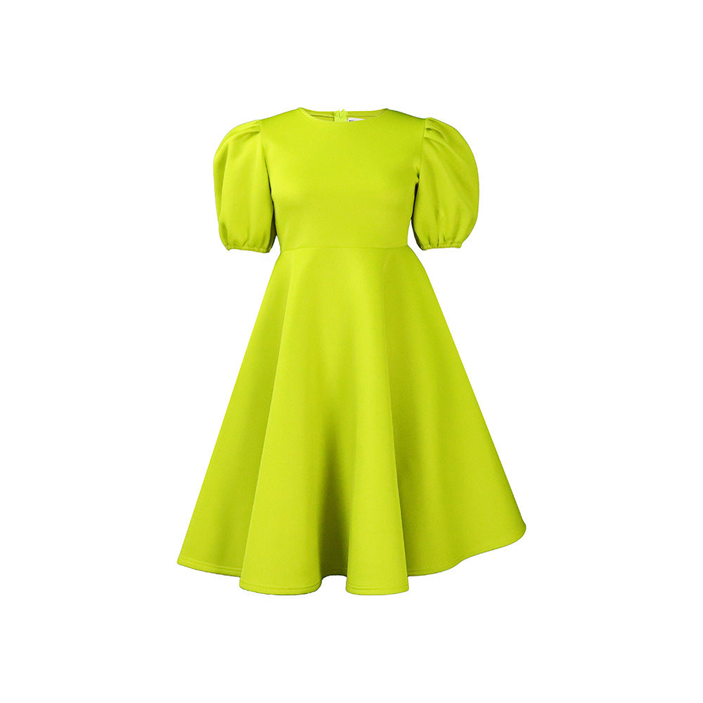 Women's Summer Round Neck Fashion Graceful Puff Sleeve Dresses