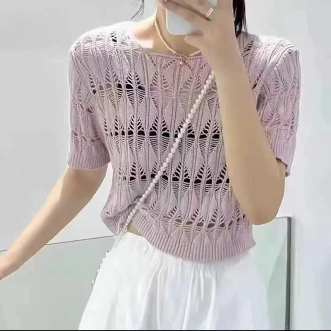 Women's Summer Thin Design Korean Style Ice Silk Elegant Sweaters