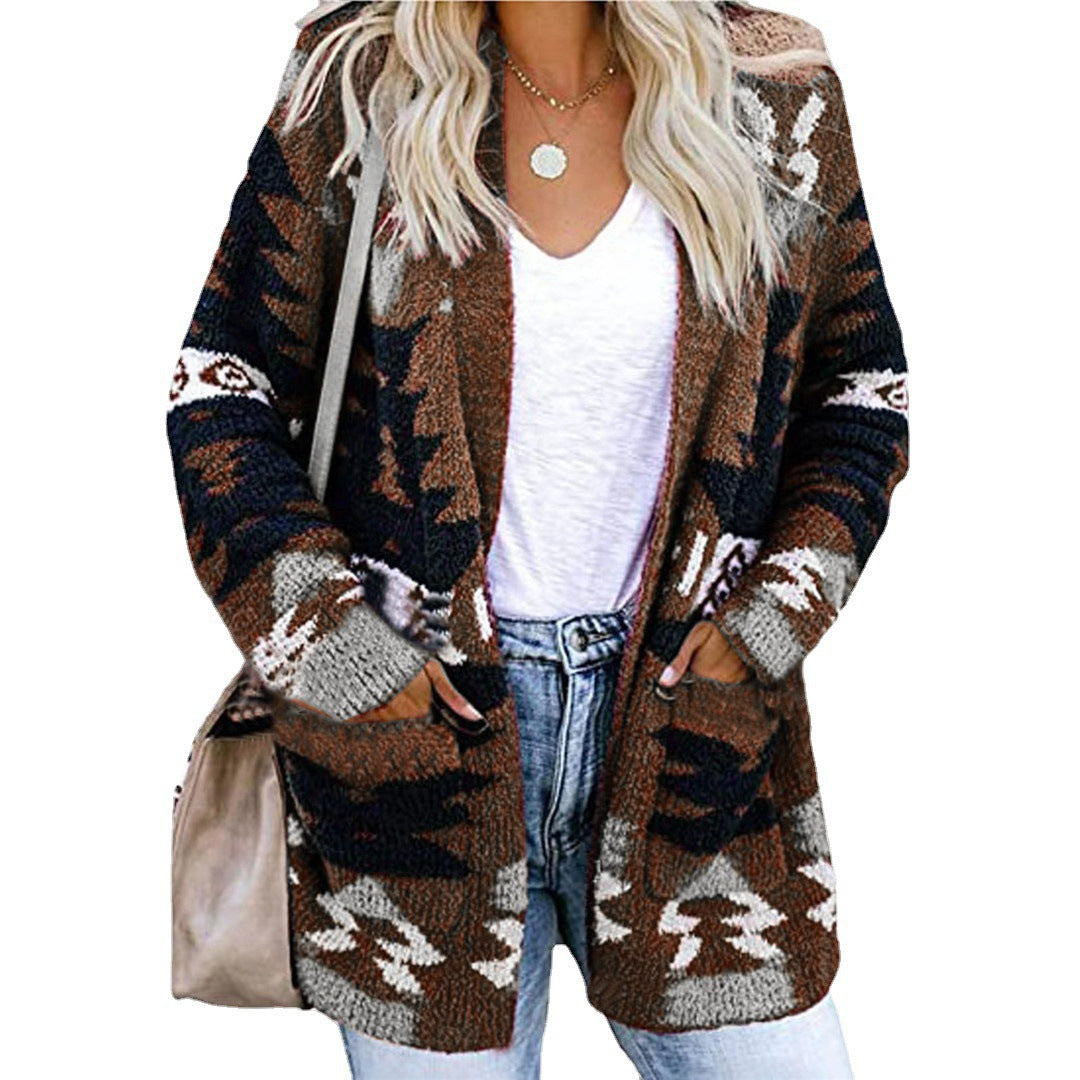 Women's Loose Halloween Christmas Style Printed Knitted Long Women's Sweater