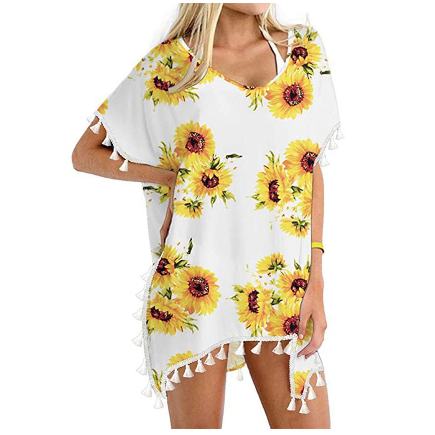 Tassel Small White Ball Chiffon Beach Blouses