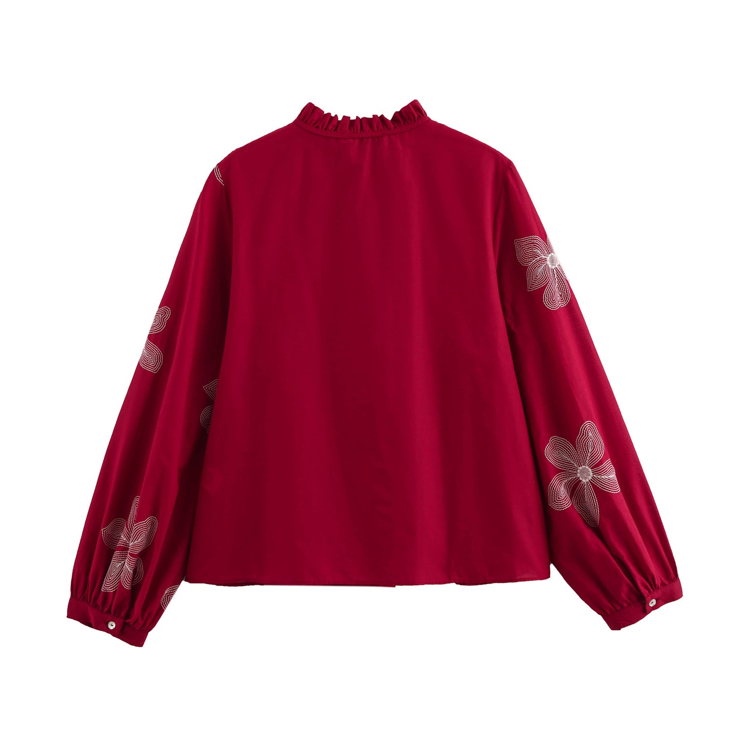 Women's Spring Long Sleeve Loose Embroidered Shirt Blouses