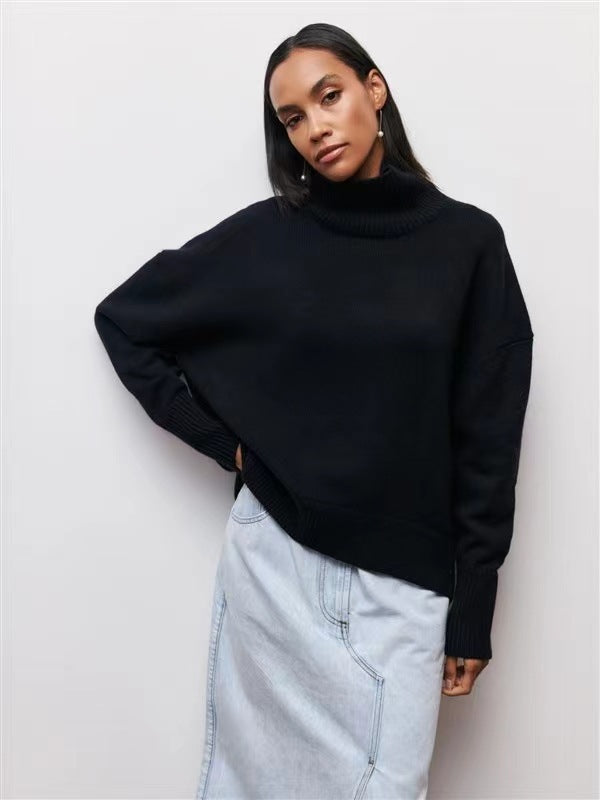 Casual Women's Loose Mock Neck Russian Sweater